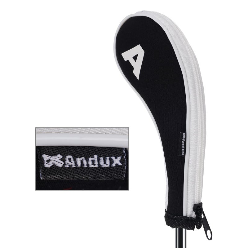 Andux 12pcs/Set Golf Iron Club Head Covers Number Print Long Neck with Zipper Black/White - Image 3